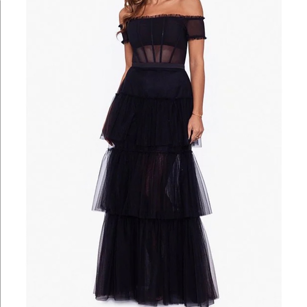 Betsey and Adam off the shoulder Mesh dress